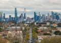 A view of Melbourne's skyline as seen from Hawthorn, showcasing prominent skyscrapers and urban landscape.