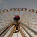 View of the Brisbane Ferris Wheel at sunset, capturing its architectural elegance.