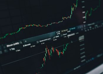 Close-up of a digital market analysis display showing Bitcoin and cryptocurrency price trends.