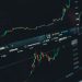 Close-up of a digital market analysis display showing Bitcoin and cryptocurrency price trends.