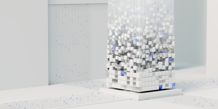 Abstract 3D render visualizing artificial intelligence and neural networks in digital form.