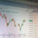 Close-up of digital cryptocurrency market graph showing price fluctuations and trading data.